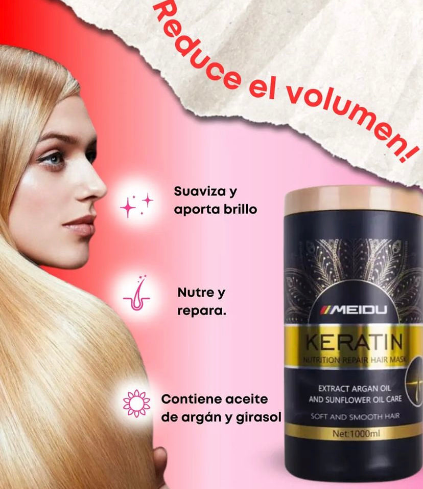 Mascarilla de keratina marca Meidu. Cuidado personal