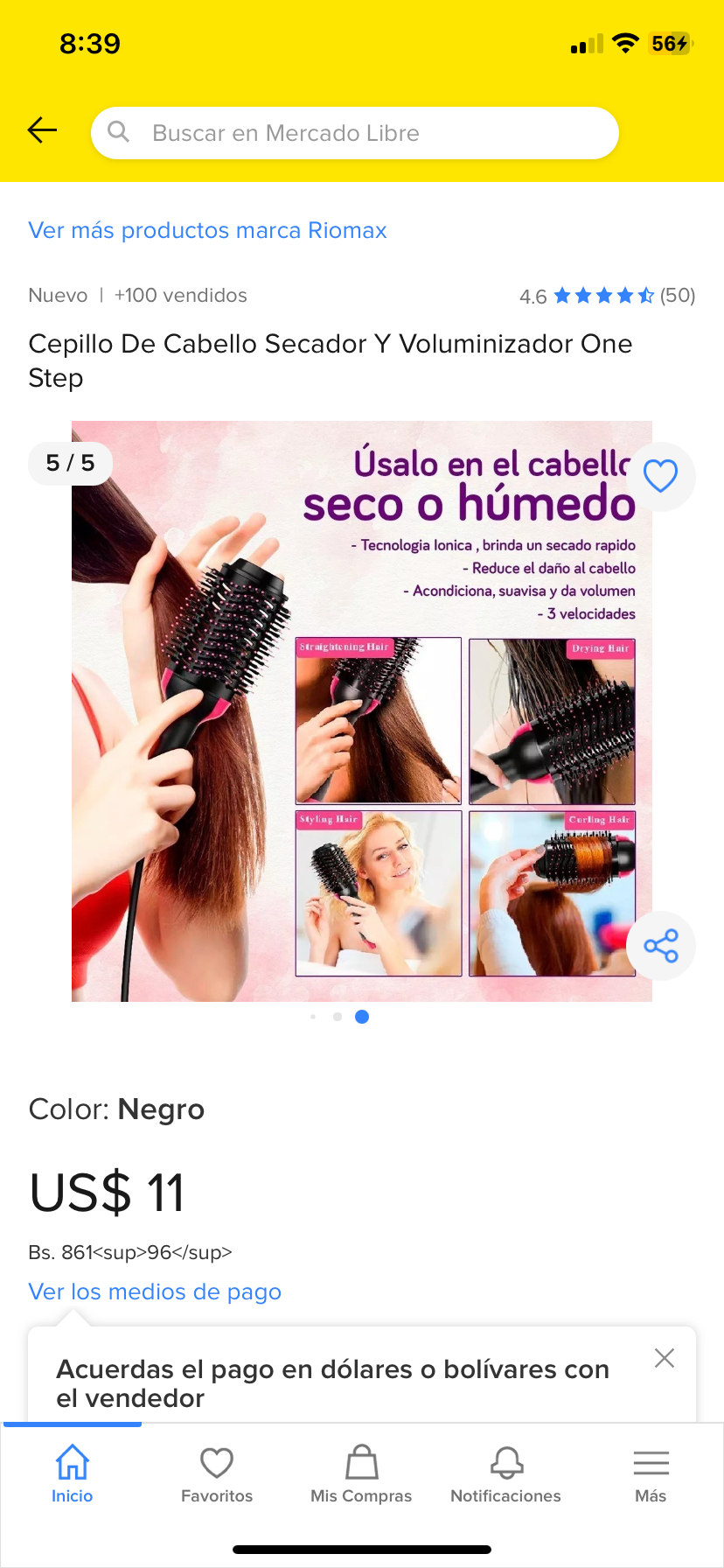 Cepillo para el cabello, secador y voluminizador One Step. Cuidado personal