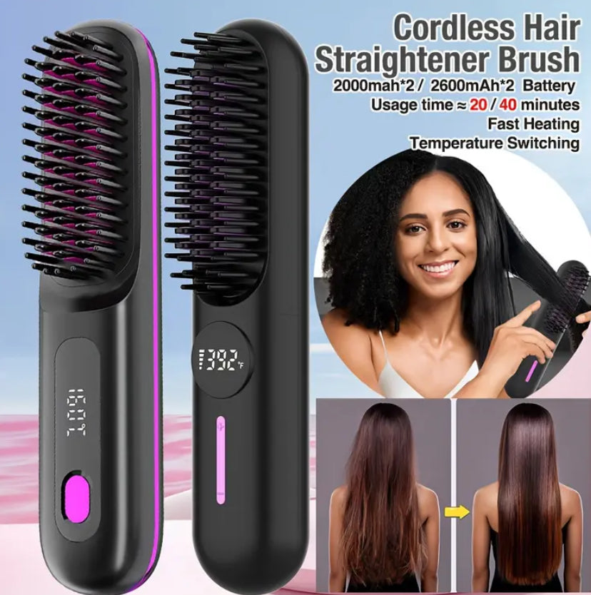 Peine plancha inalámbrico para cabello. Cuidado personal