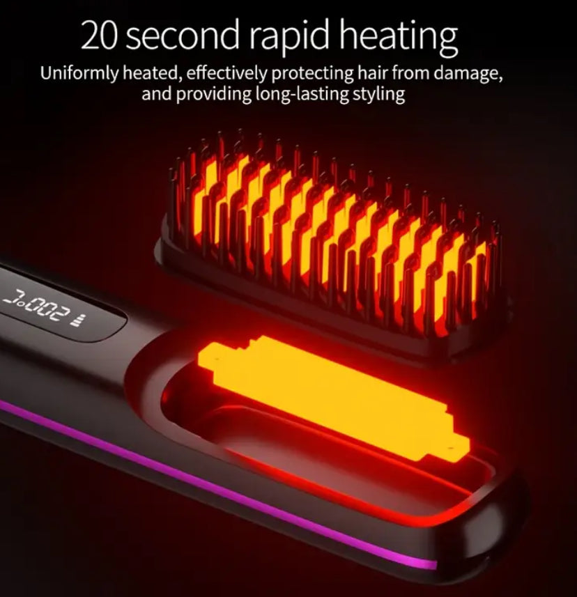 Peine plancha inalámbrico para cabello. Cuidado personal