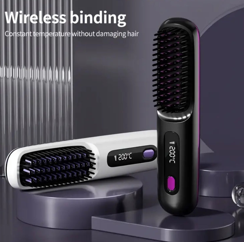 Peine plancha inalámbrico para cabello. Cuidado personal