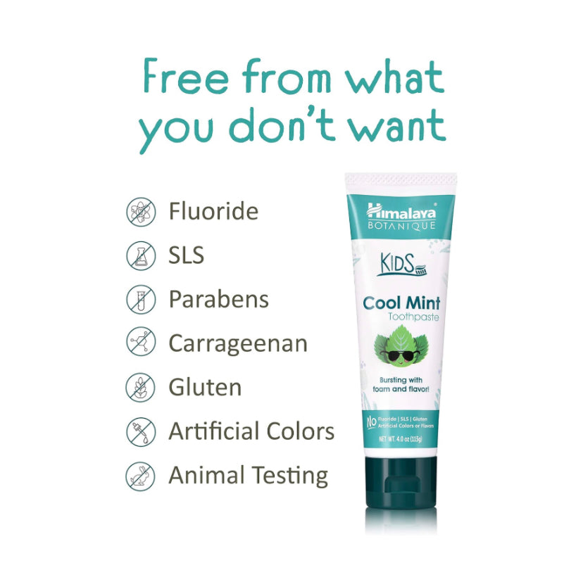 Crema dental sin fluor para niños marca Himalaya. 113g Cuidado personal.