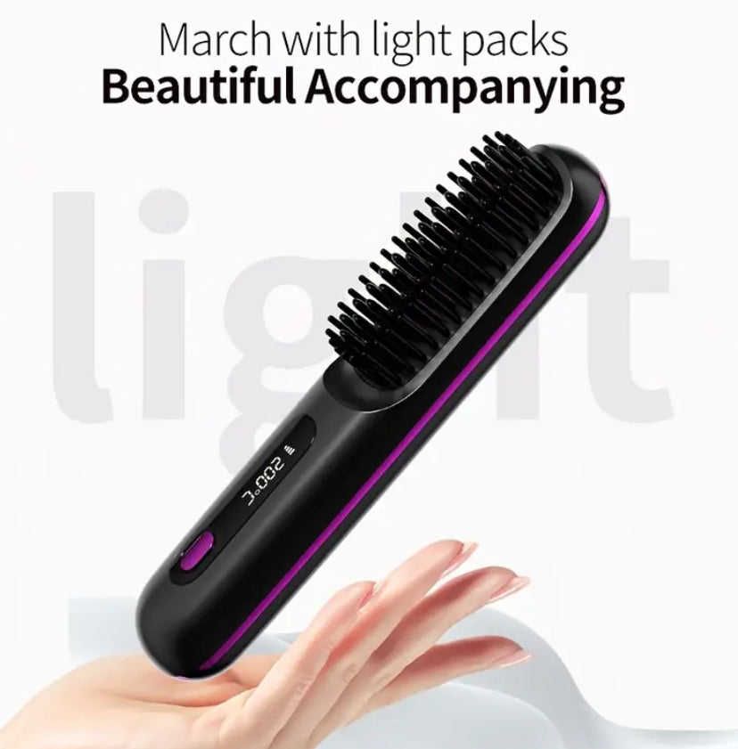 Peine plancha inalámbrico para cabello. Cuidado personal
