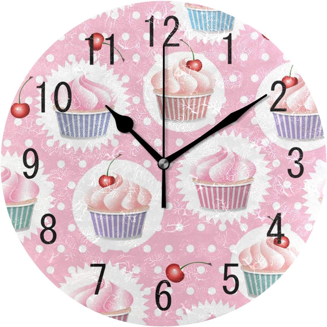 Reloj Decoración del hogar Colorido Cupcake Polka Dot redondo acrílico 9.5. Reposteria, cocina, hogar