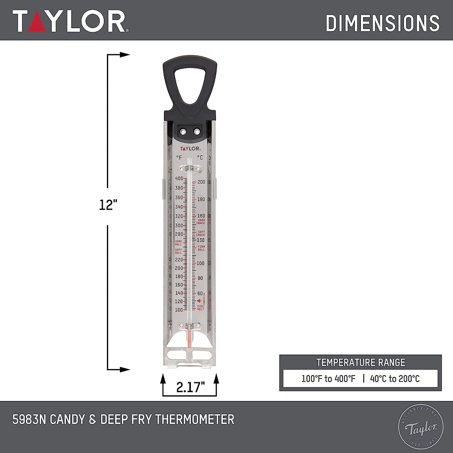 Termometro para caramelo marca Taylor. Ideal para usar en tu cocina. Reposteria