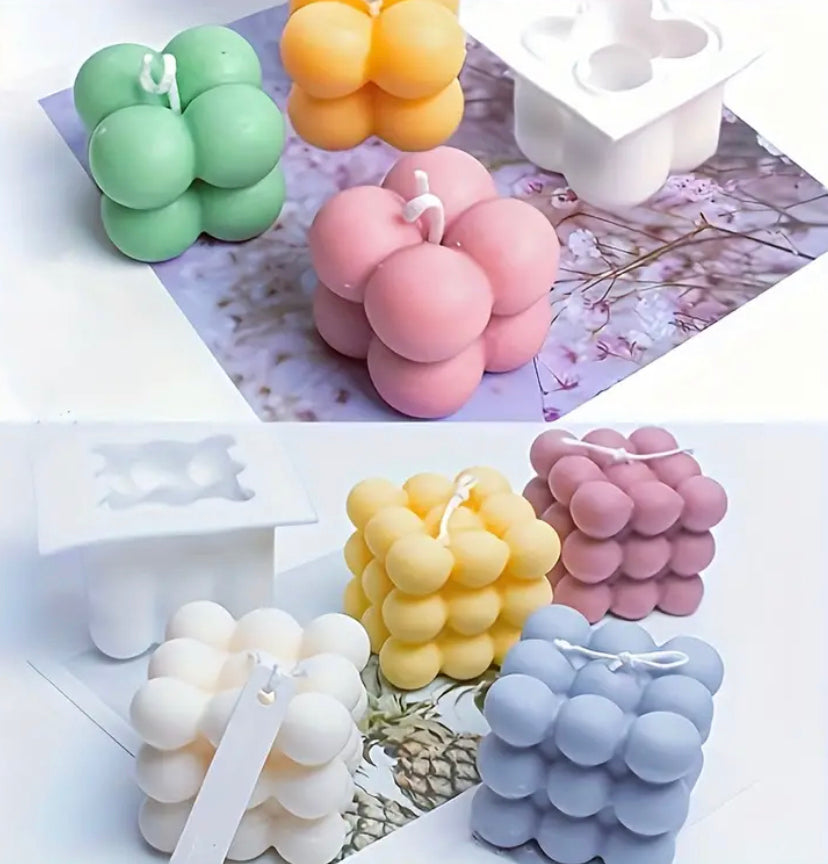 Set de 3 moldes de burbujas y 3D para elaborar velas.