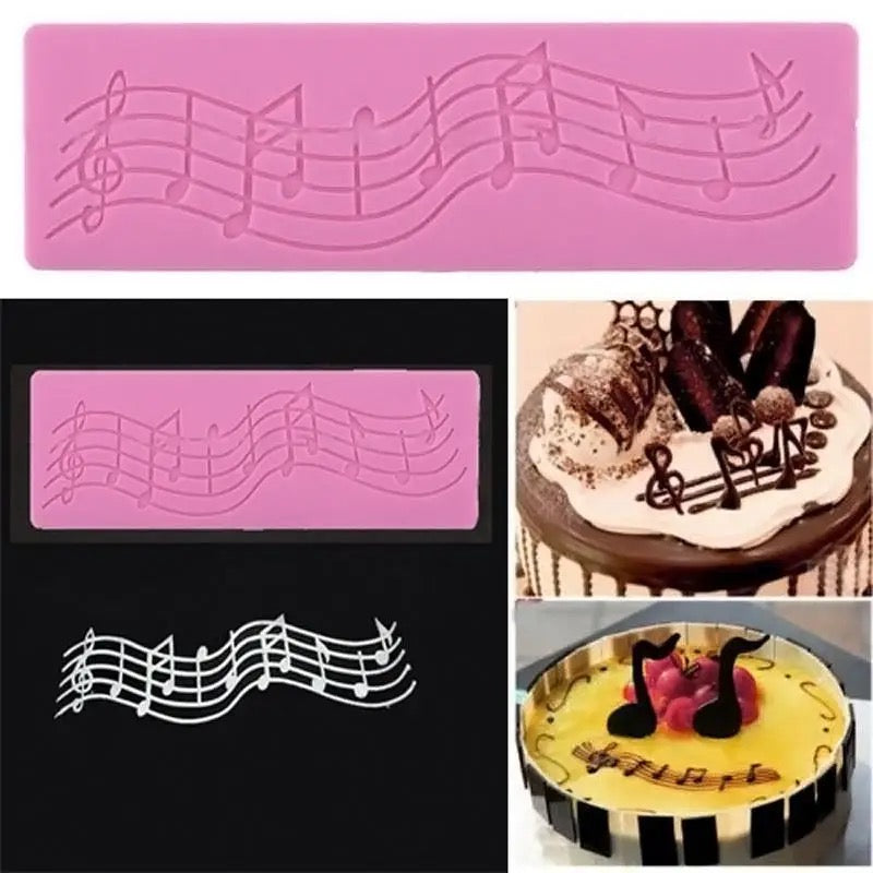 Molde musical. Notas musicales. Reposteria, fondant