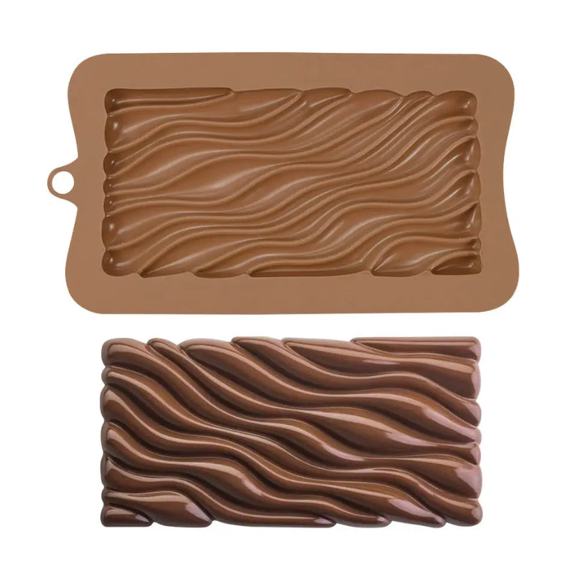 Molde para tableta de chocolate. Modelo ondas, ideal para reposteria